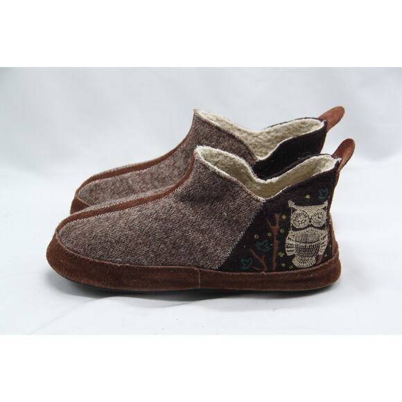 Acorn Bootie Slipper Womens Size 8-9 Brown Chocolate Owl Faux Fur Forest A10079 - Picture 4 of 8